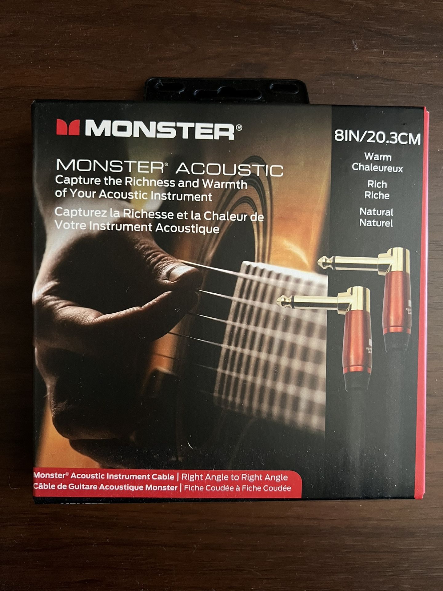 NEW Monster Cable Prolink Acoustic Pro Audio Instrument Cable, Right Angle to Right Angle 8 in. Black