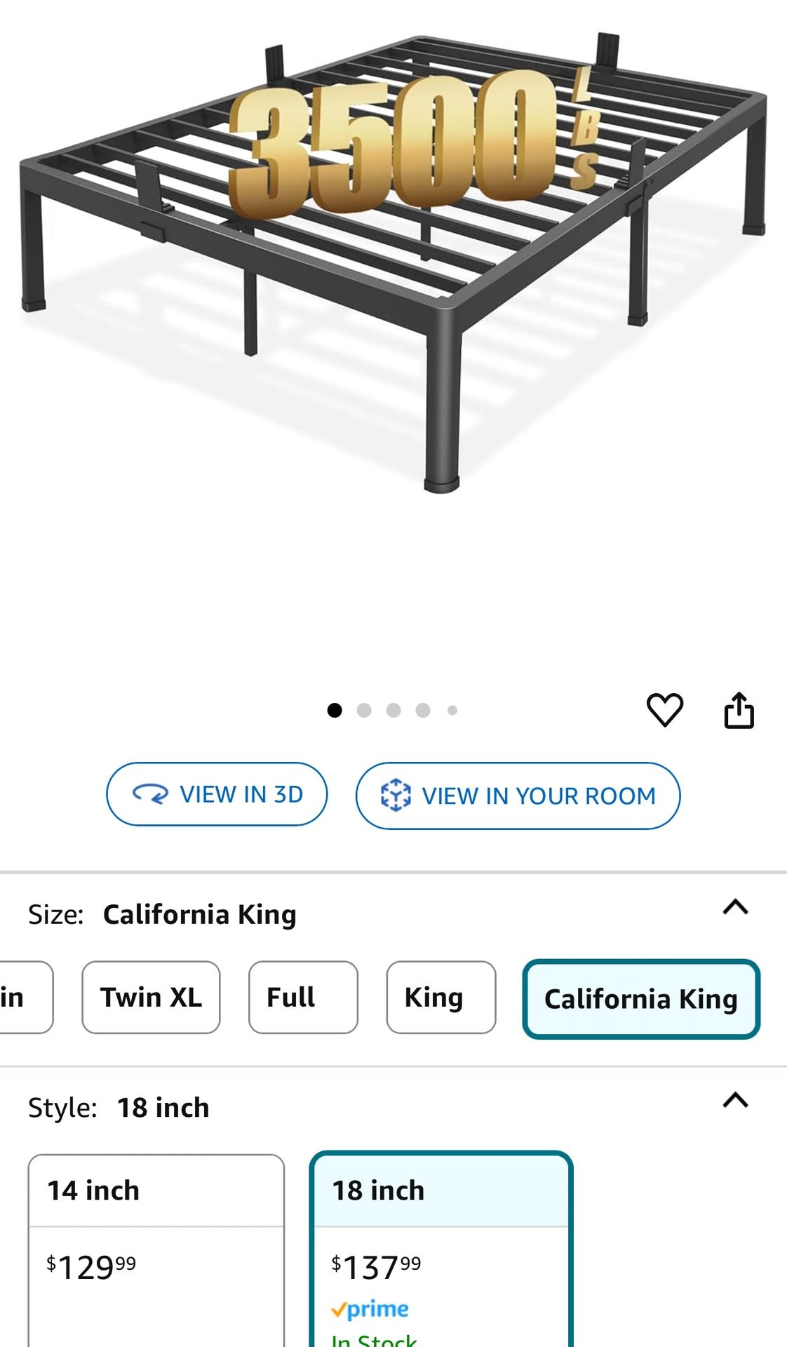 Cal King Bed Steel Bed Frame
