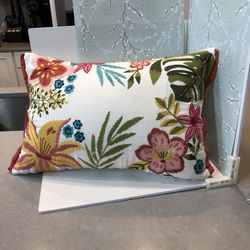 Vintage Pier One Imports Embroidered Floral Pillow