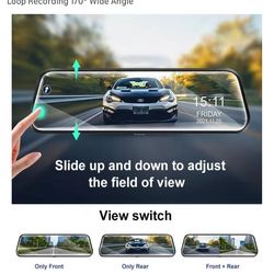 10'' Rear View Mirror Camera Mirror Dash Cam Front and Rear 1080P Backup Camera Night Vision Full Touch Screen w Loop Recording 170° Wide Angle