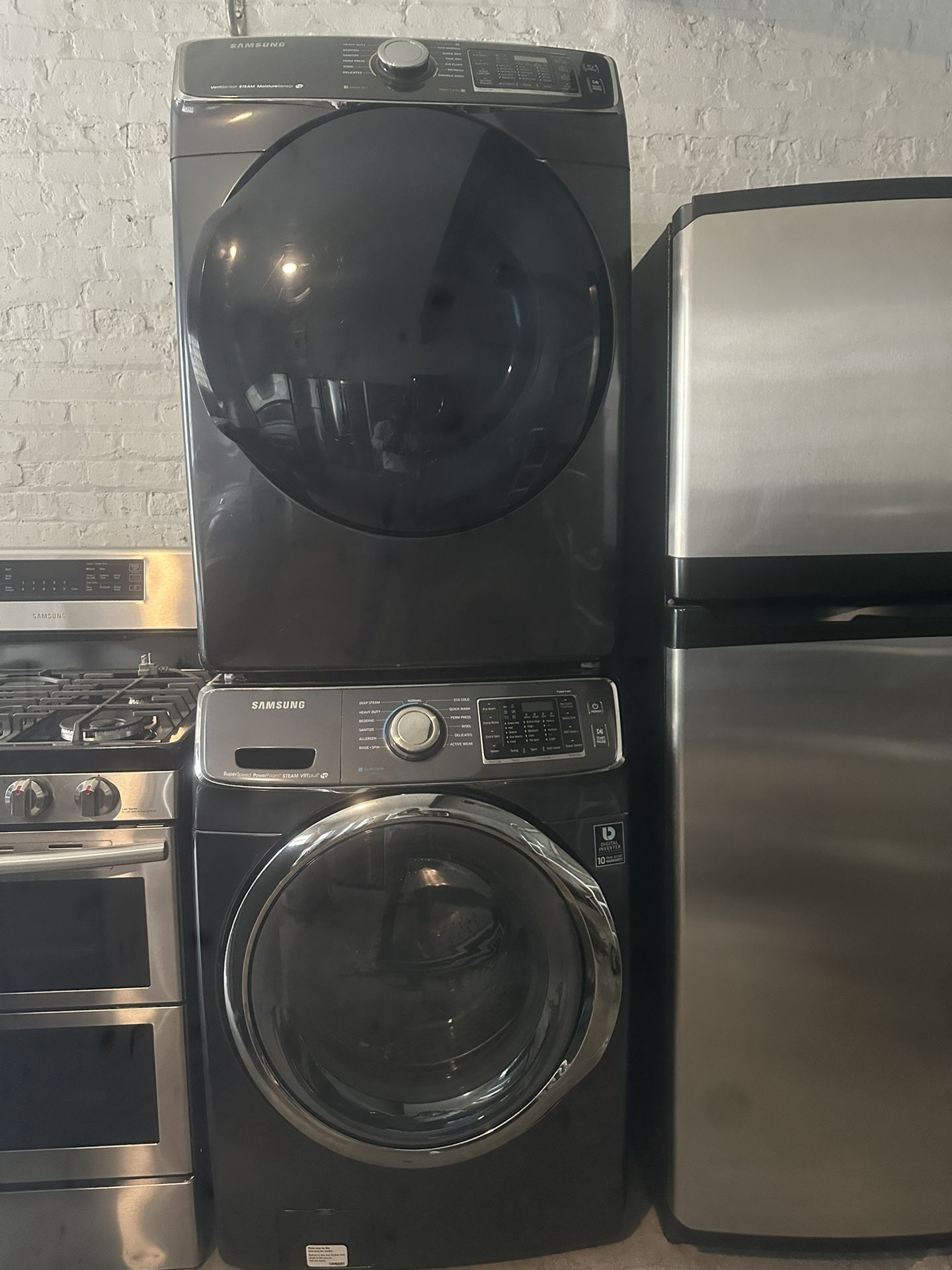 Samsung front load washer &. Samsung front load gas dryer set stainless steel 