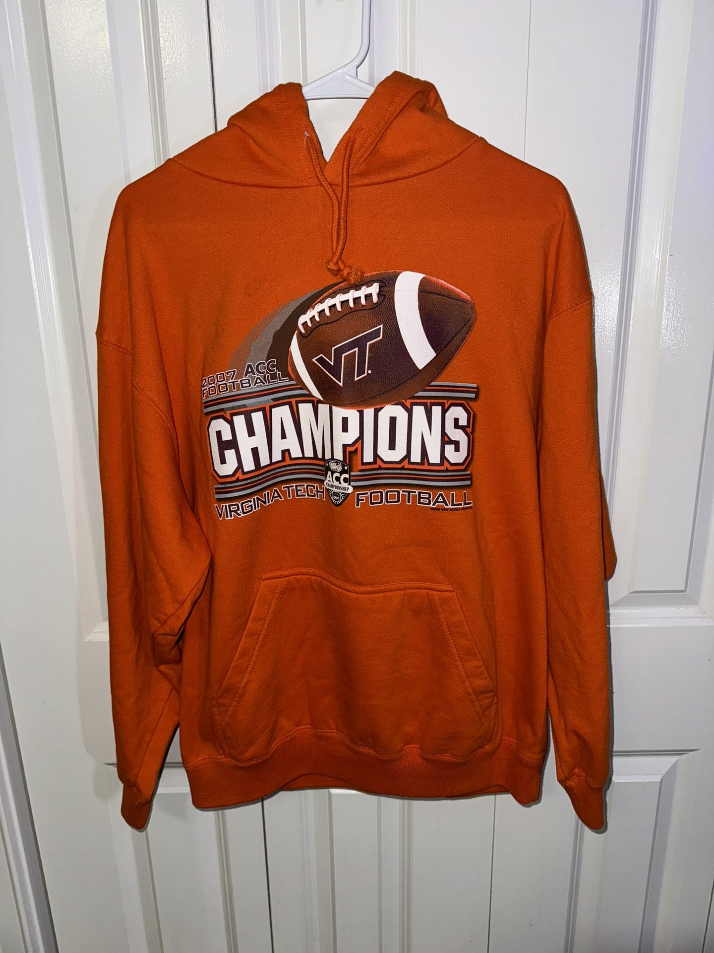 2007 VTG Virginia Tech Hokies Football Hoodie Men’s Size M ACC Champions Orange