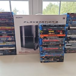 Working PS3 With Remote & Various Blu-Ray Movies 