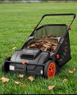 New Other Vevor 21in. Push Lawn Sweeper For Leaves & Grass, Black/Orange