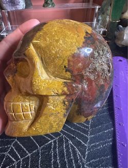 Ocean Jasper Large Skull Carving