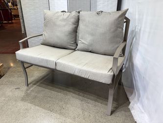 Outdoor Grey Aluminum Loveseat with Cushions