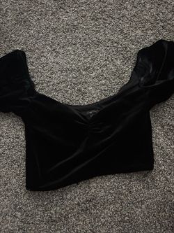 Black Velvet Off-Shoulder Crop Top