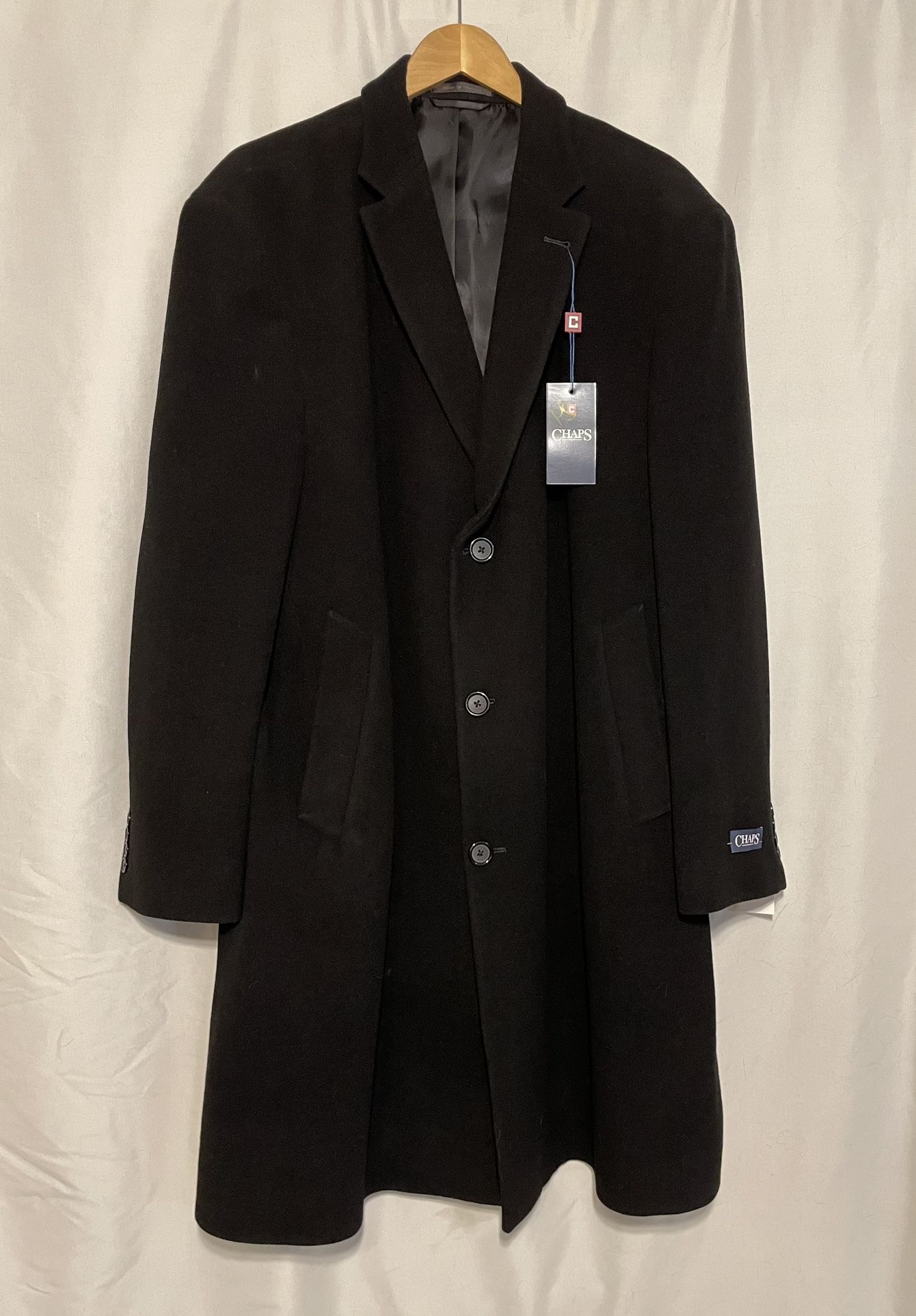 Men’s Black Wool Coat Size 50 Regular