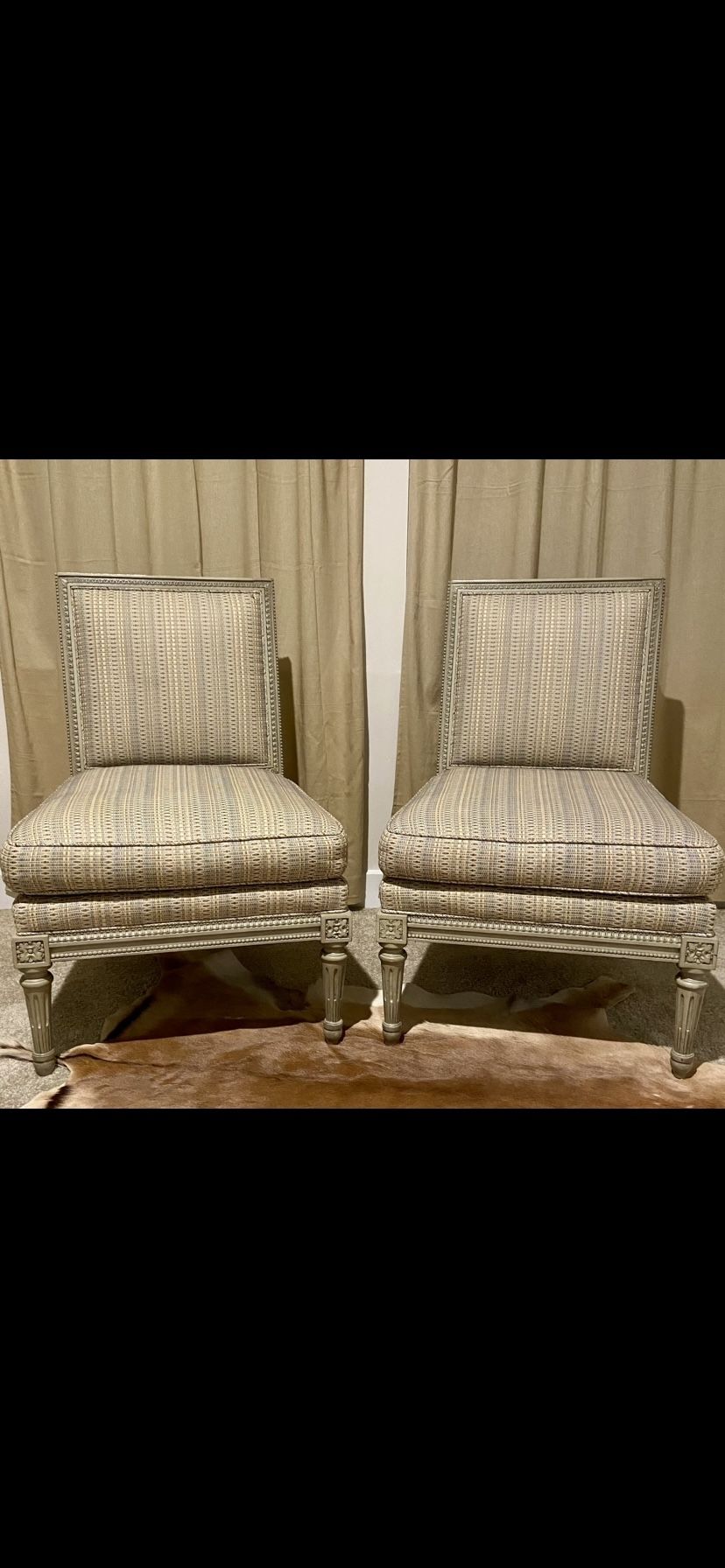 Pair/2 Hickory Chair Suzanne Kasler Louis XVI Ansley Slipper Chairs