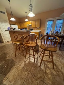 3 Oak Stool Set