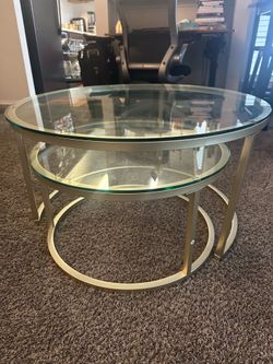 Glass center table set