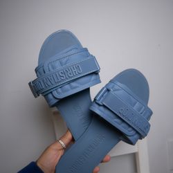 blue slide sandals