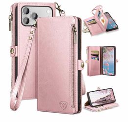 Compatible with iPhone 17 Pro Max 6.9" Wallet case with Zipper Credit Card Holder