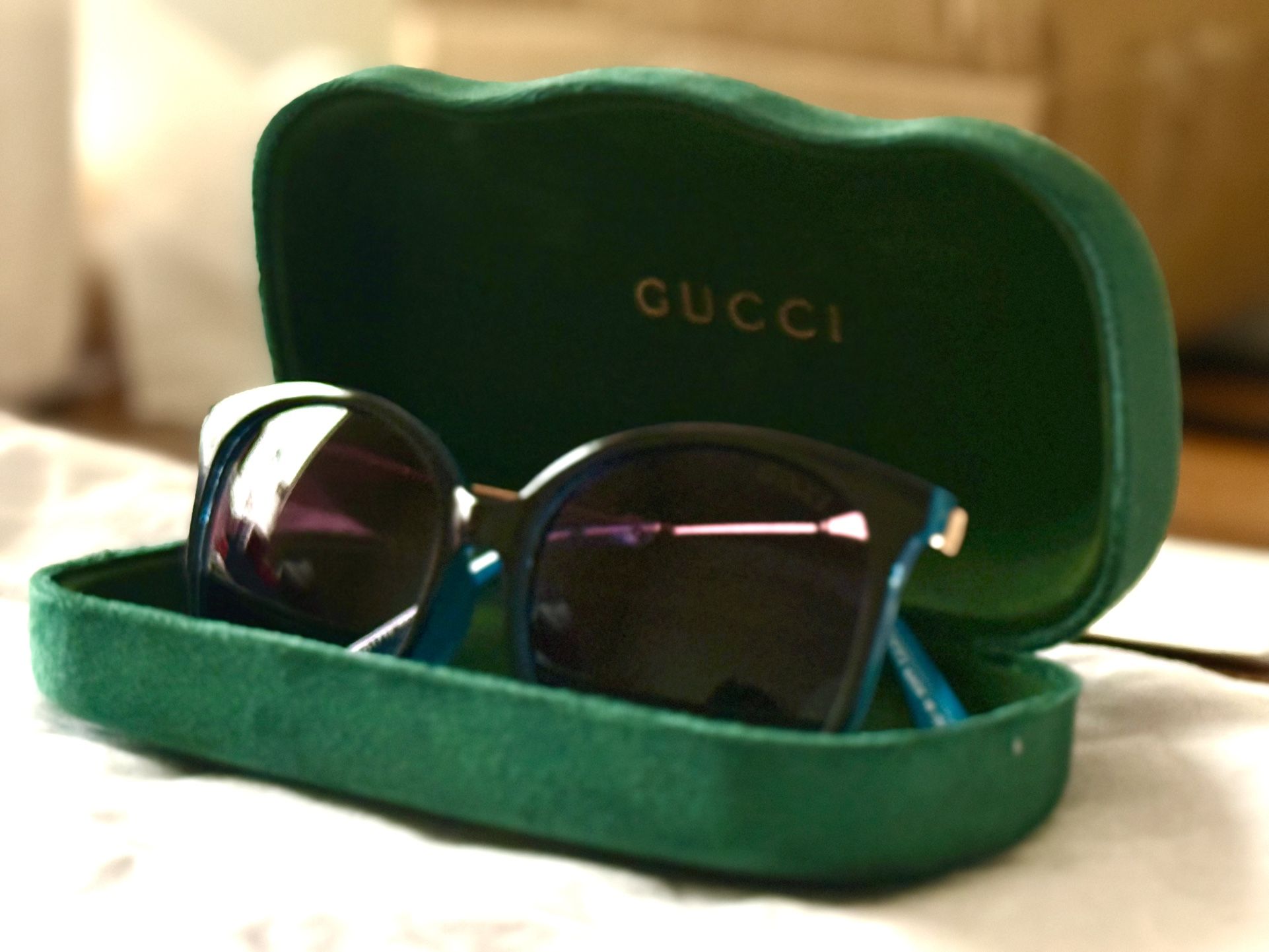 Gucci Turquoise And Gold Detail Women’s Glasses