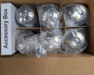 6 brushed nickel door knobs.