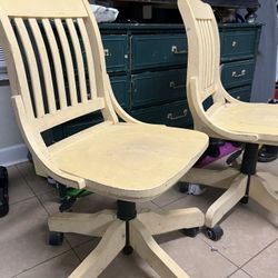 Pair Of Solid Wood Chairs 