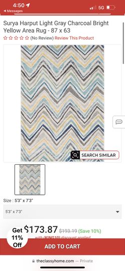 Surya Harput Light Gray Charcoal Bright Yellow Area Rug - 87 x 63