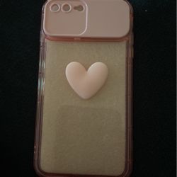 $5 /3D Heart Decor Clear Phone Case With Flip Mirror