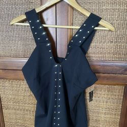 INC Black Top with lining. Gold Studs On Neckline. Size: Small. NWT!