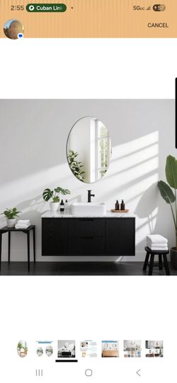 Oval Wall Mirror 24x36 Frameless Glass Bathroom Vanity Entryway Mirror