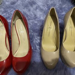 red and nude heels 