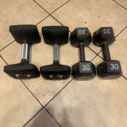 Two pairs of 30lbs dumbbells 40$ each pair Firm 