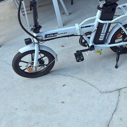 COLORWAY Electric Folding Bike White 14in Kickstand Lithium Ion Battery