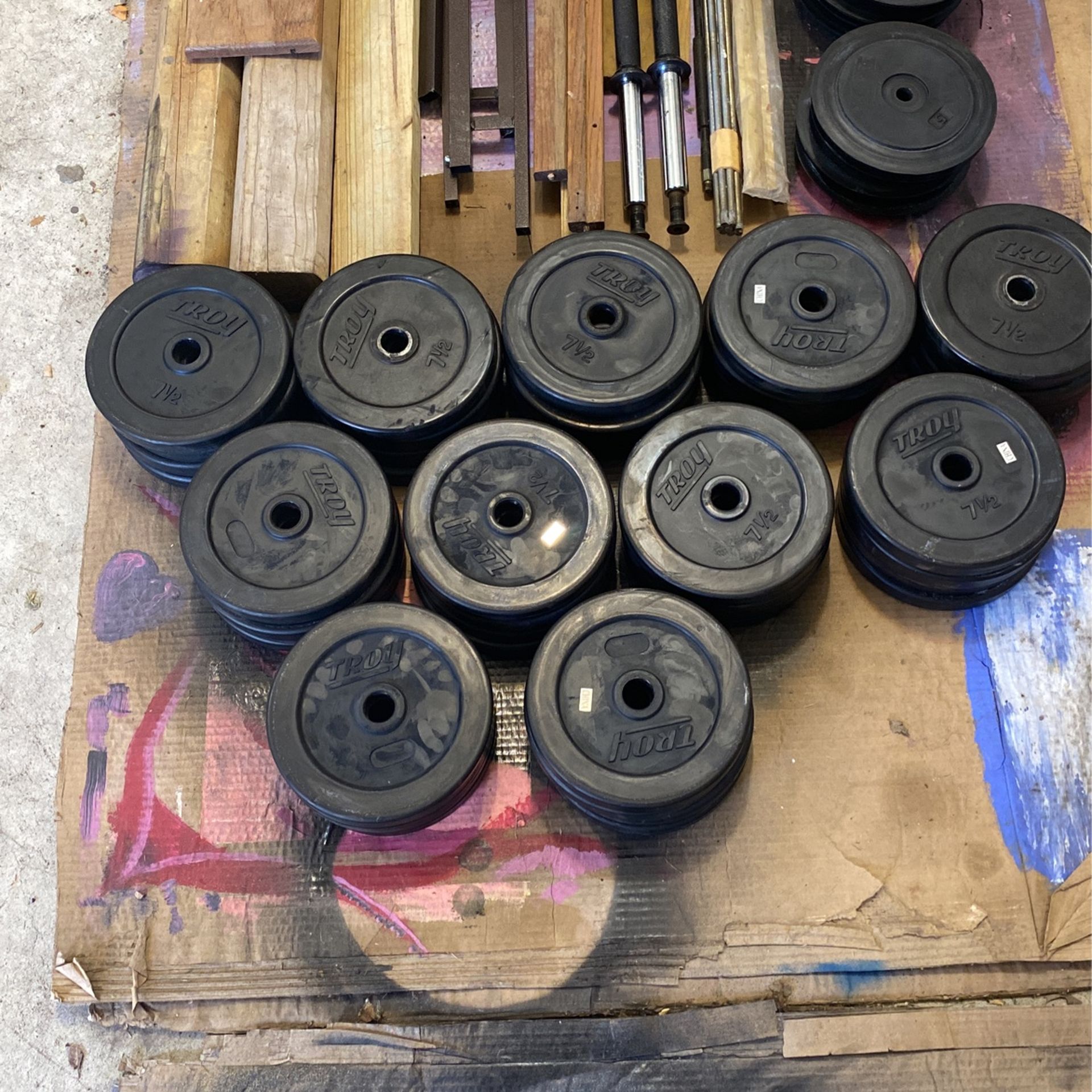 Plate weights, 1 inch variety rubber On steel one dollar a pound