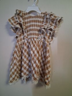 Girls Gingham Smocked Ruffle Dress Size 8