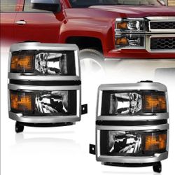 New Pair Of Headlights For 2014-2015 Chevy Silverado 1500 Model Only