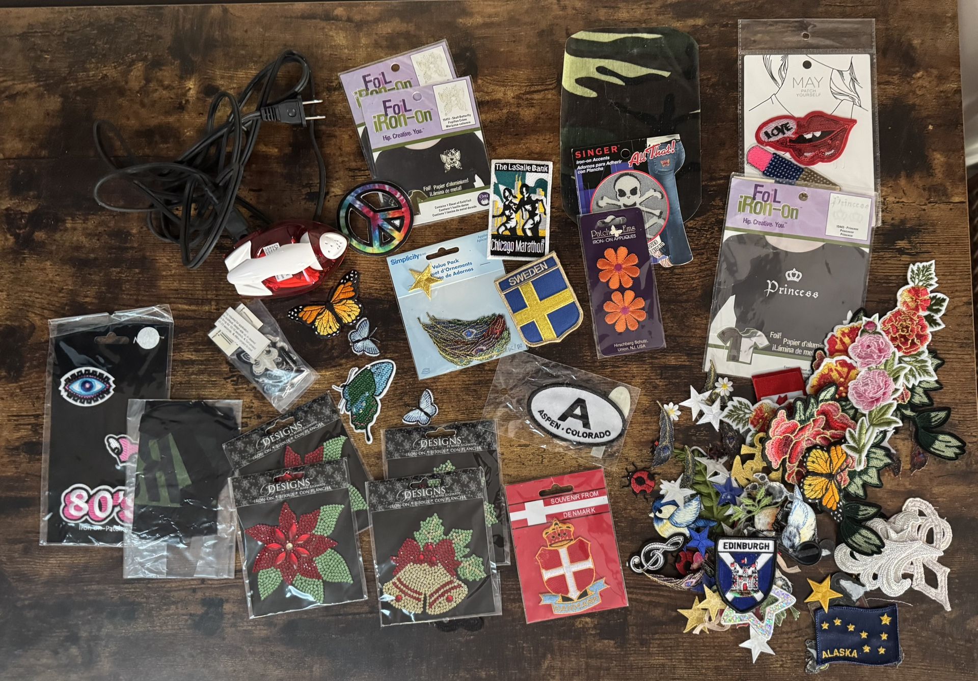 Large Lot of Iron-On Patches and Mini Iron $20 for All xox