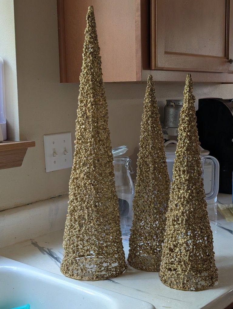 3 Piece Glitter Cone Tree Set