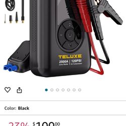 TELUXE Jump Starter with Air Compressor, 2500A 120PSI Car Battery Jump Starter with Digital Tire Inflator, 12V Lithium Jump Box for Vehicles, Battery 
