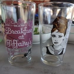 Vintage 1995 BREAKFAST AT TIFFANY'S AUDREY HEPBURN GLASSWARE SET glasses AVELA