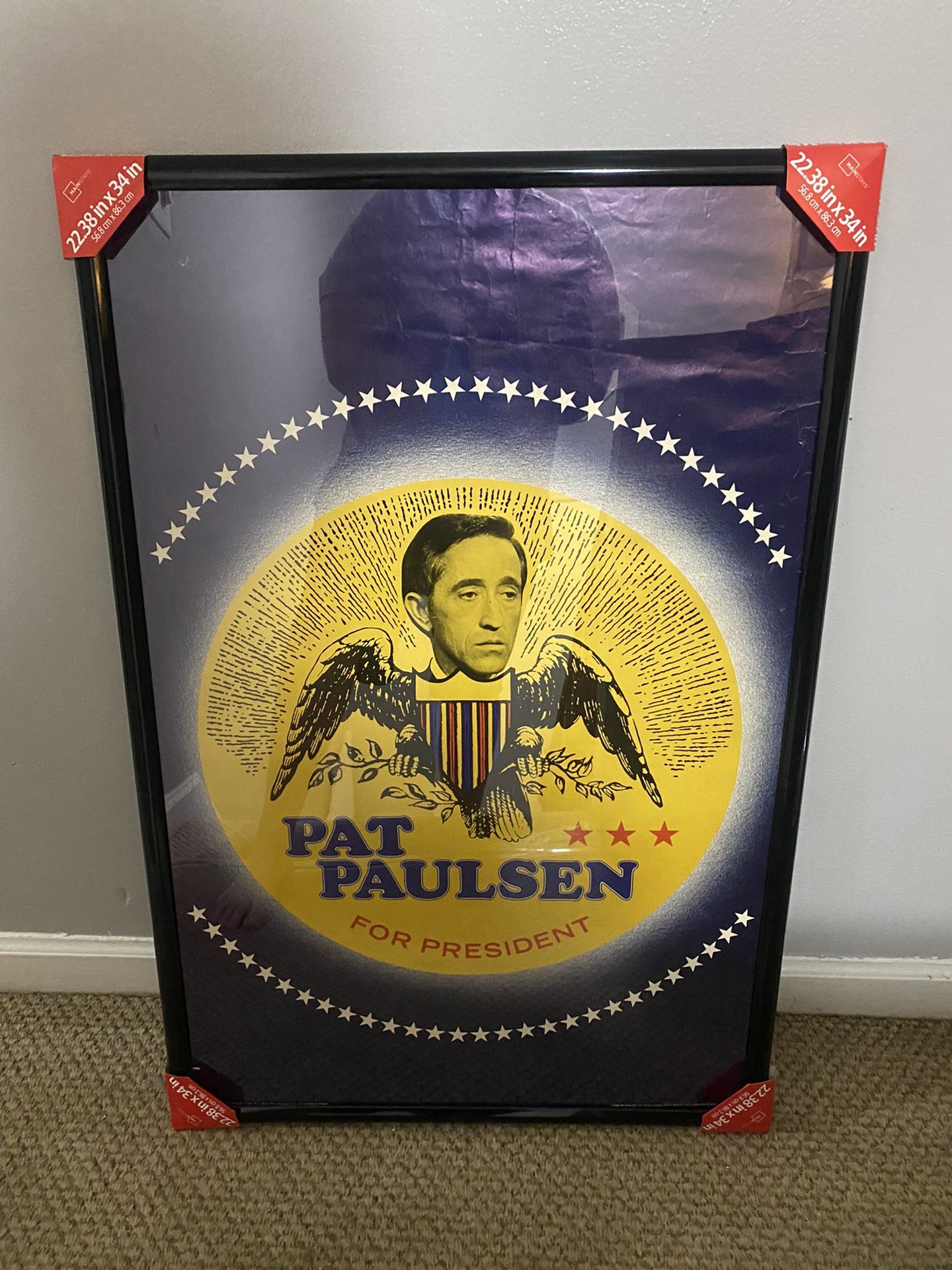 Vintage 1968 Pat Paulsen For President Framed Poster - Authentic