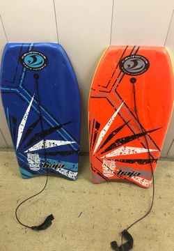 2 high end boogie boards with wrist straps