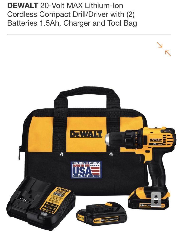 DEWALT 20 Volt MAX Lithium Ion Cordless Compact Drill/Driver with