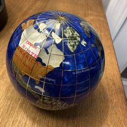 Kalifano Semi Precious Gemstone 3" Globe Earth Paperweight Blue Lapis Stone