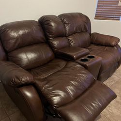Leather Reclining Sofa
