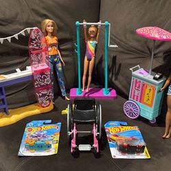 Assortment of Toys: Barbies, Hot Wheels, Barbie Sets w/ 3 Dolls