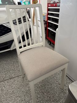White Dining Chairs with Cushioned Seats – Set of 4