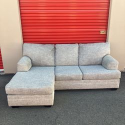 Tweed Gray Sectional Sofa Couch 