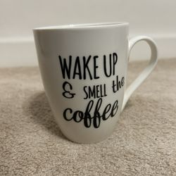 Wake Up & Smell The Coffee Mug, With Coffee Scented Candle Inside 7oz