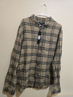 NOVAMEN LONGSLEEVE FLANNEL SHIRT KHAKI/COMBO MEN'S SIZE LARGE NEW WITH TAG