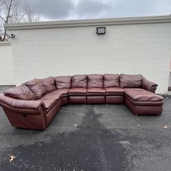 Burgundy Leather Lazyboy Sectional Free Delivery 