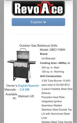 RevoAce 3-Burner Gas Grill GBC1706W