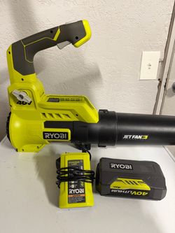Ryobi 40V Jet Fan Leaf Blower + 4.0Ah Battery & Charger