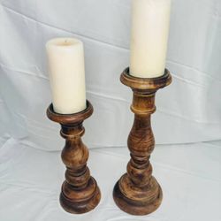 Wood Candle Holder Set