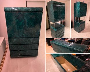 Postmodern Green Marble look - 4 Piece Bedroom Set – Cabinets + Storage Bench (all 4 pieces for $100)