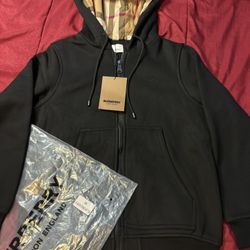 Black Burberry Zip-up Hoodie 